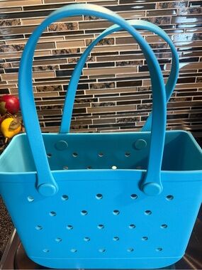 Bright Blue Women's Tote Bag with Perforated Design